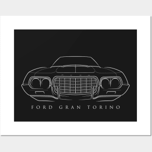 1972 Ford Gran Torino - front stencil, white Posters and Art